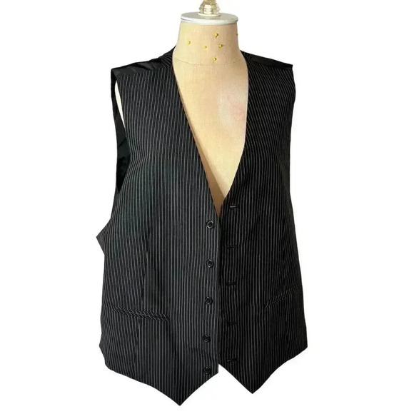 Eighty Eight Platinum Men's Pinstripe Vest XXL Black Business Formal​ - Picture 1 of 7